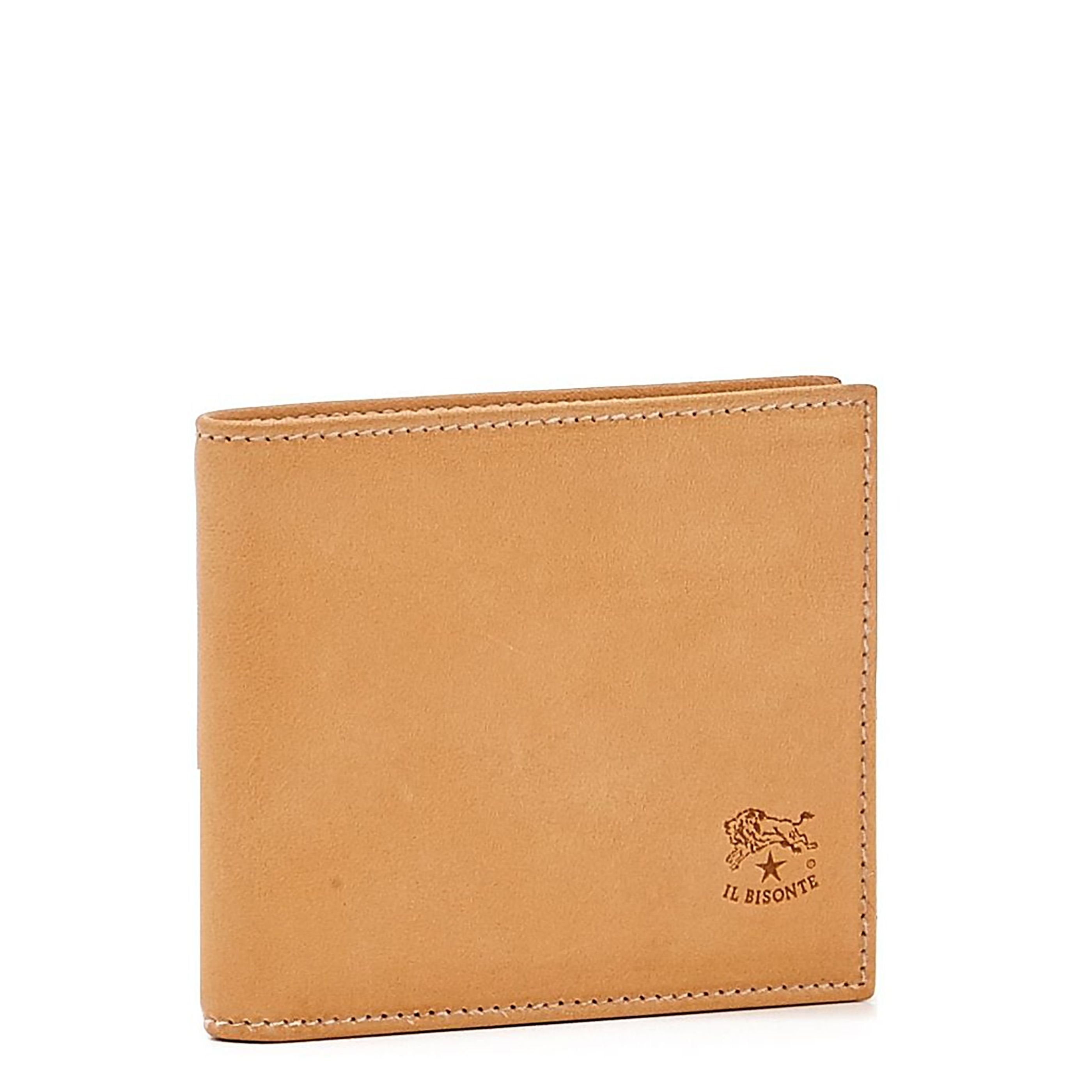 Portefeuille à deux volets pour homme en cuir couleur naturel