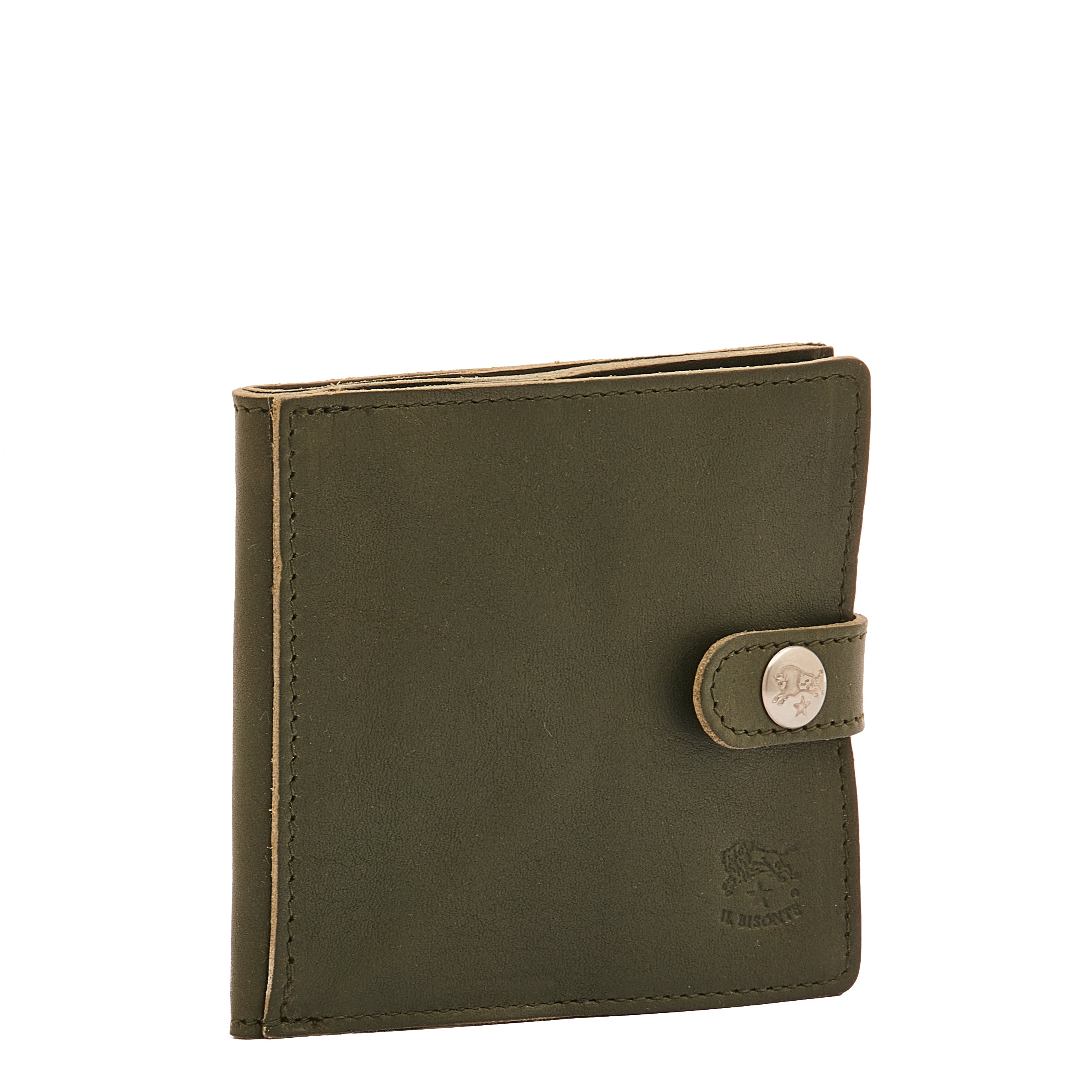 Men's bi-fold wallet in vintage leather color forest