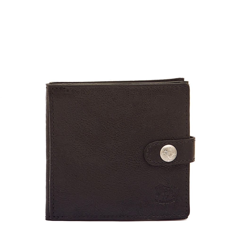 Portefeuille à deux volets pour homme en cuir vintage couleur noir