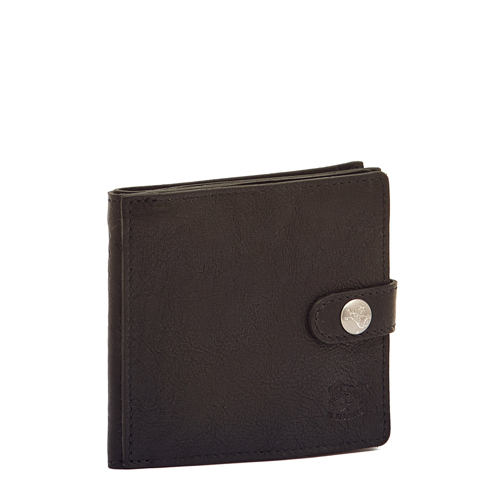 Portefeuille à deux volets pour homme en cuir vintage couleur noir