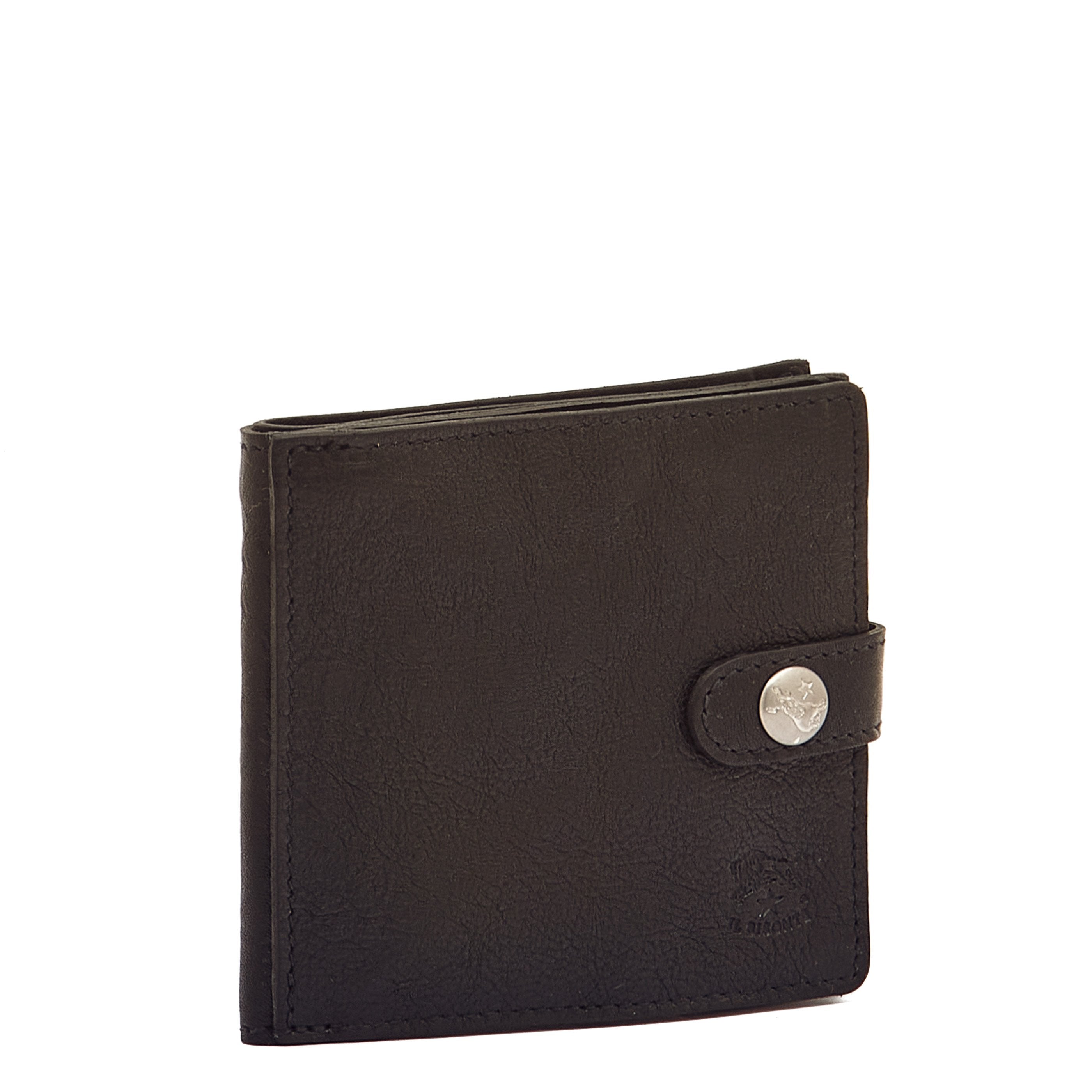 Portefeuille à deux volets pour homme en cuir vintage couleur noir