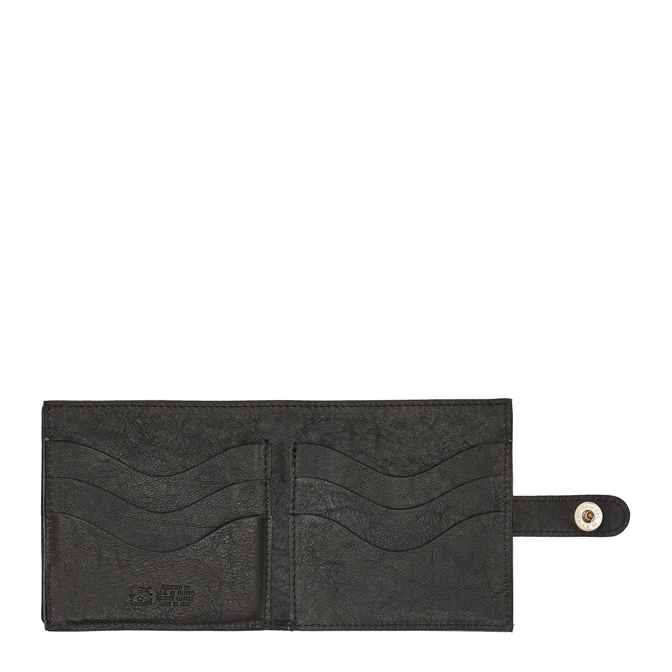 Portefeuille à deux volets pour homme en cuir vintage couleur noir