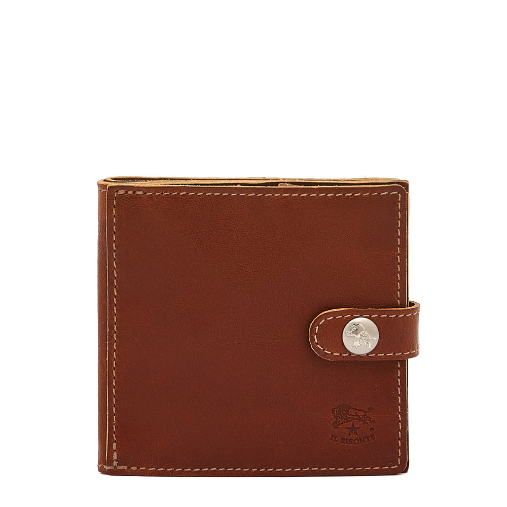 Portefeuille à deux volets pour homme en cuir vintage couleur sépia