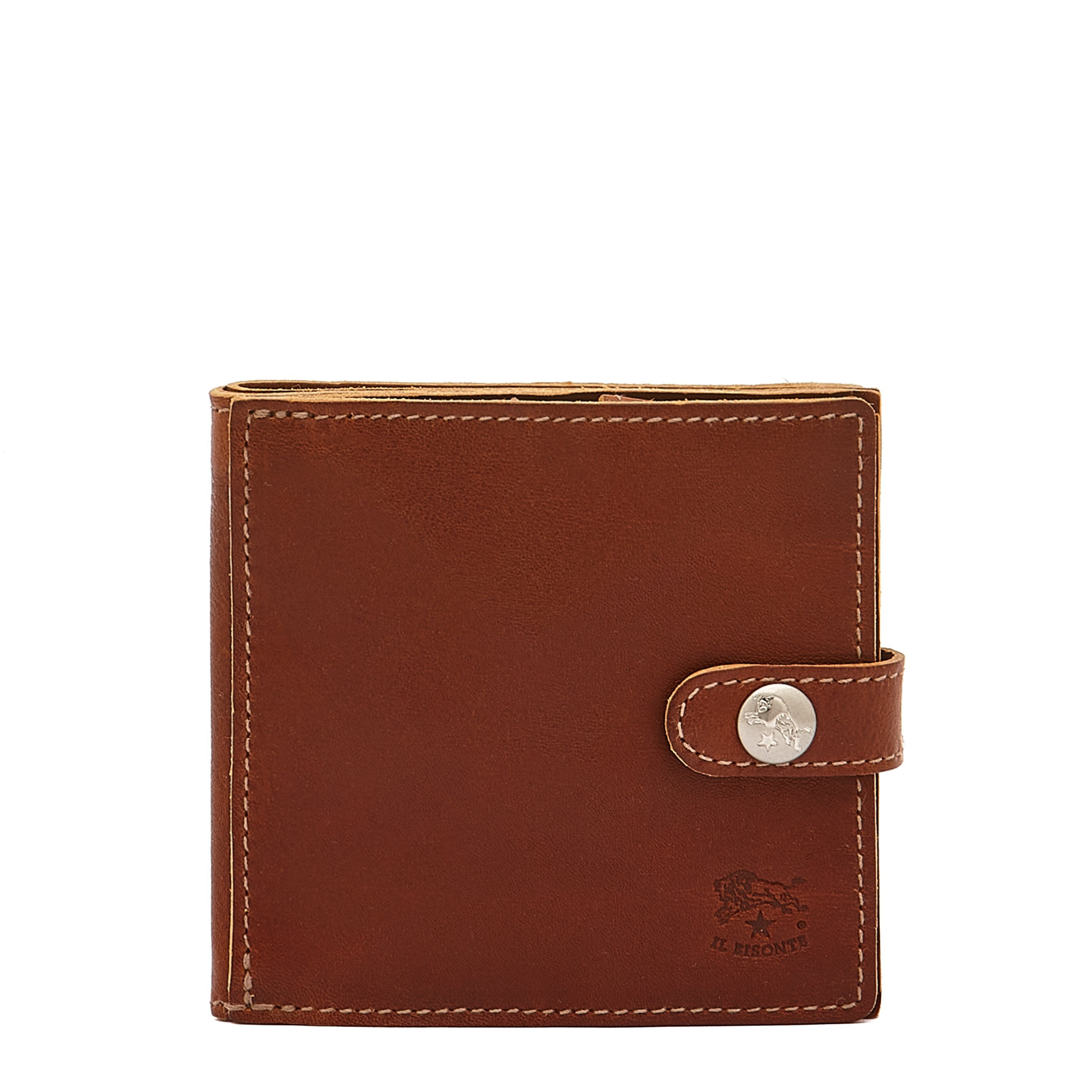 Portefeuille à deux volets pour homme en cuir vintage couleur sépia