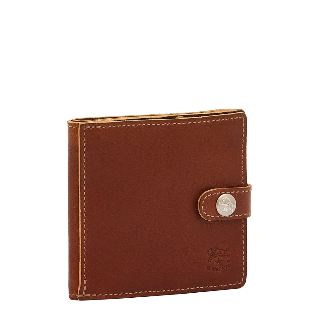 Portefeuille à deux volets pour homme en cuir vintage couleur sépia