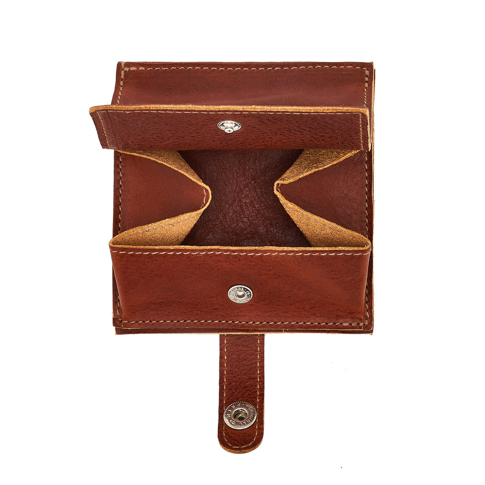 Portefeuille à deux volets pour homme en cuir vintage couleur sépia