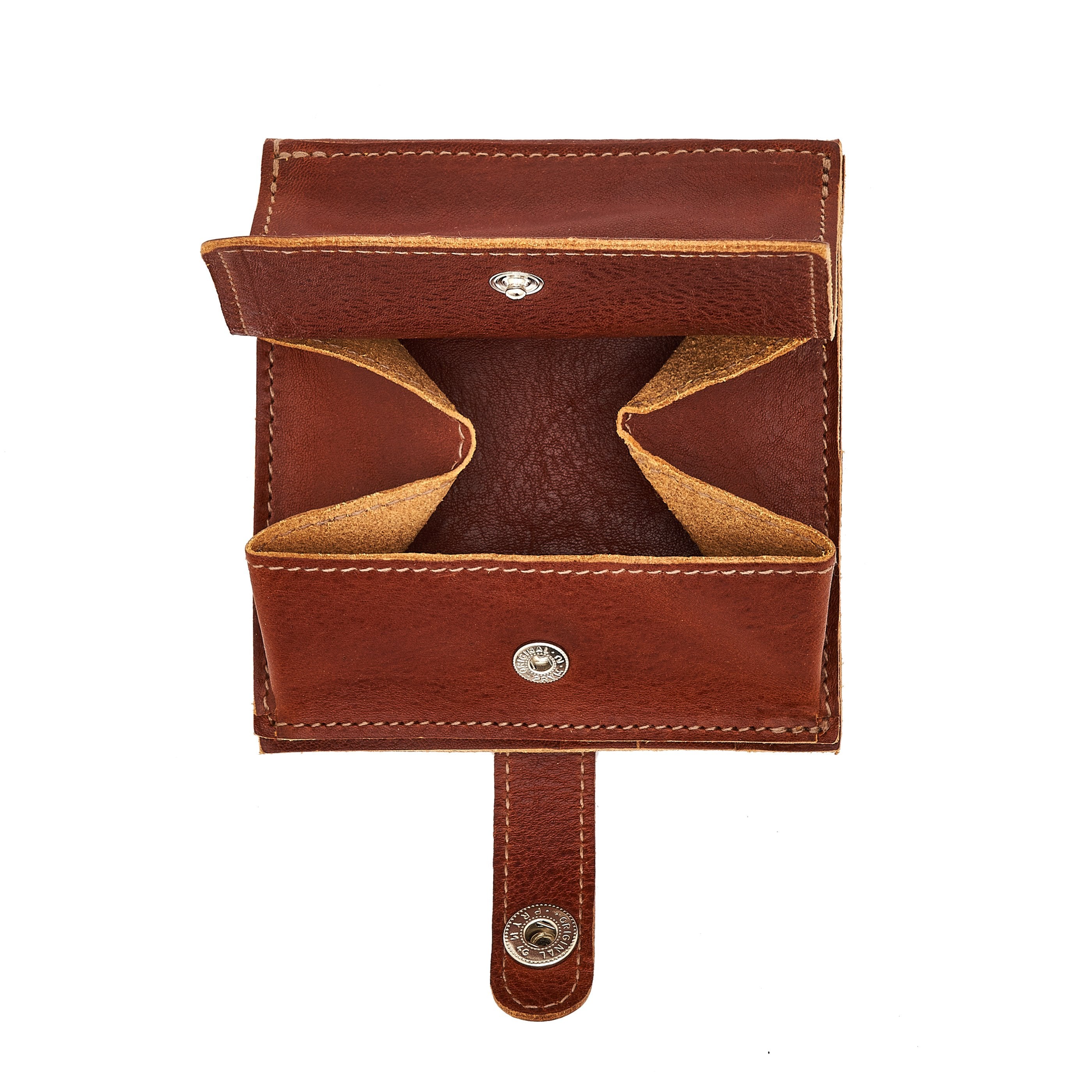 Portefeuille à deux volets pour homme en cuir vintage couleur sépia
