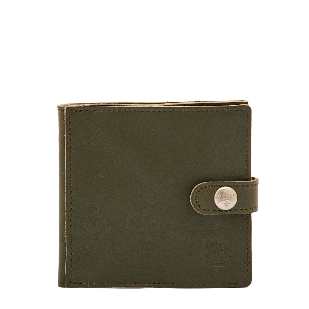 Portefeuille à deux volets pour homme en cuir vintage couleur forêt