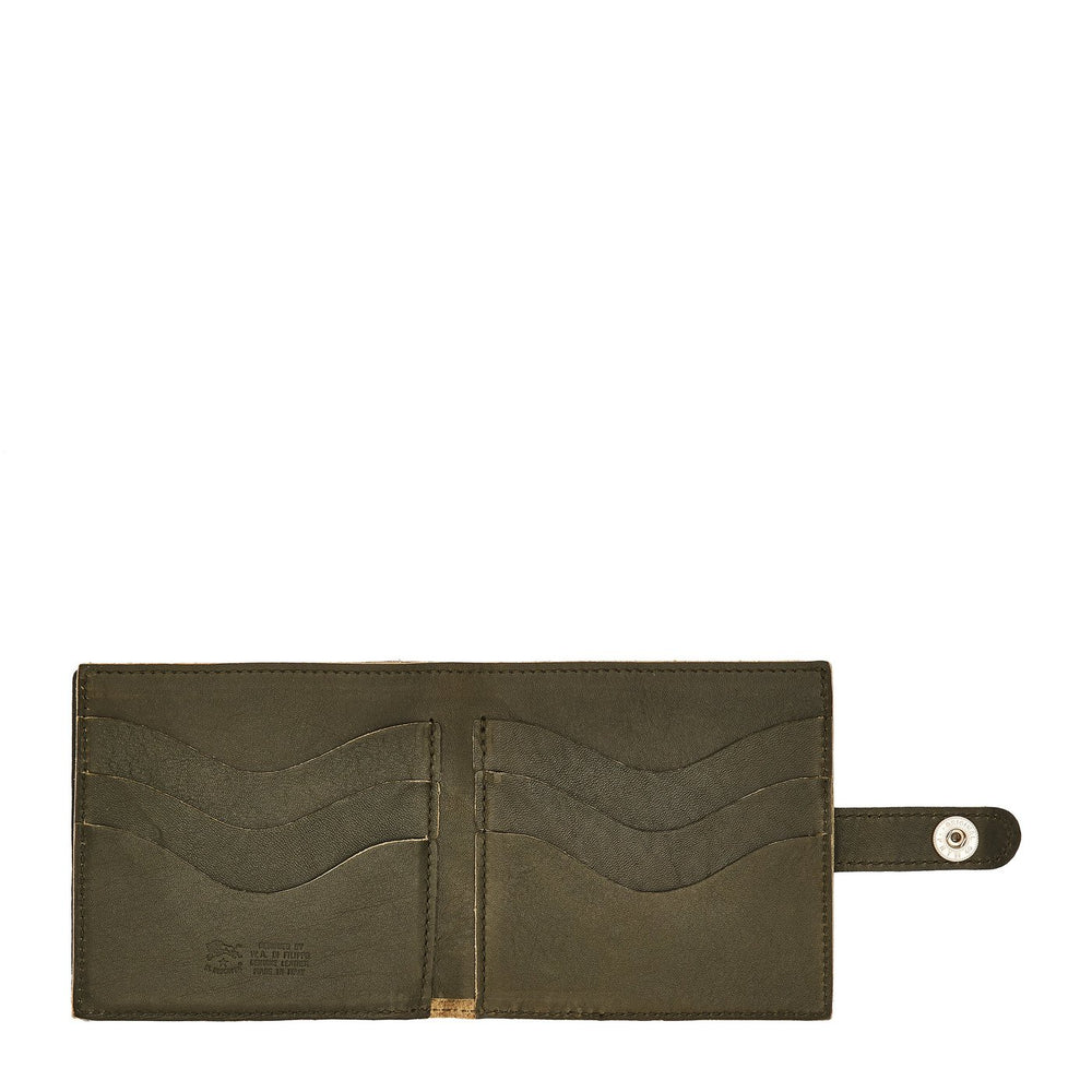 Portefeuille à deux volets pour homme en cuir vintage couleur forêt