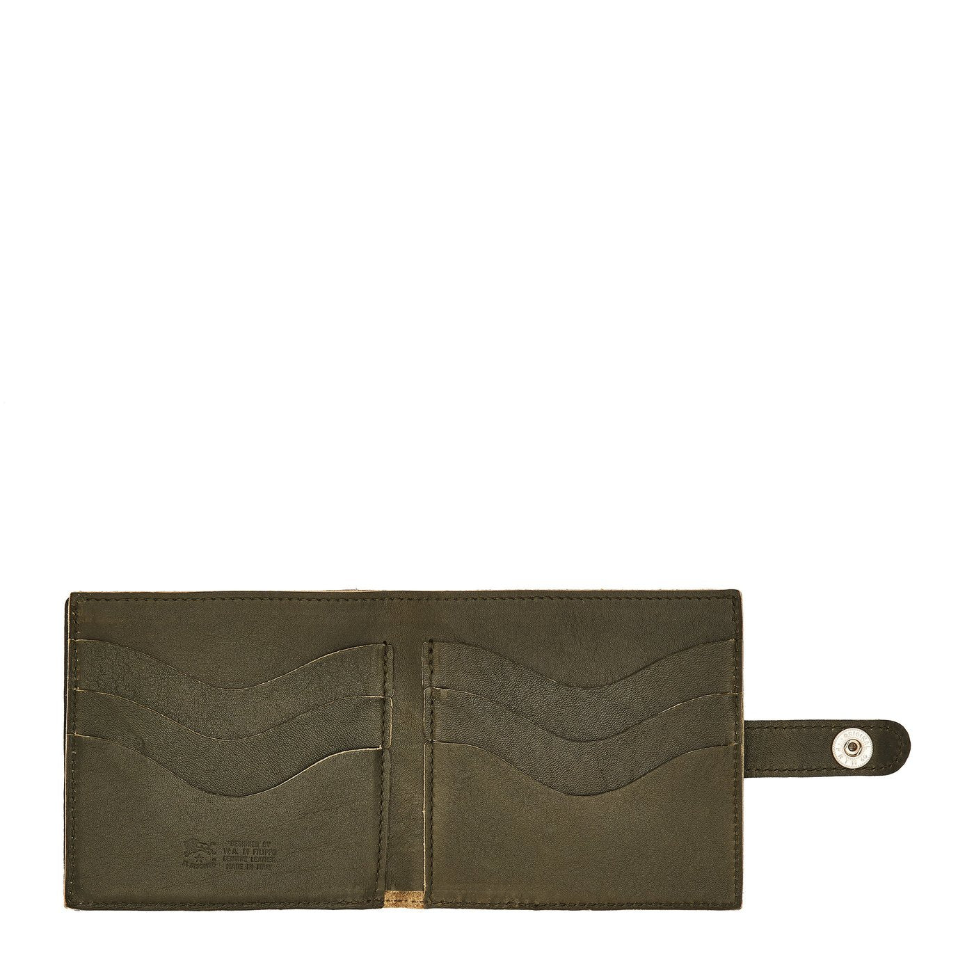 Portefeuille à deux volets pour homme en cuir vintage couleur forêt
