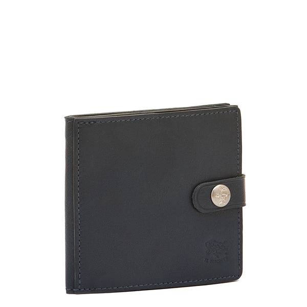 Men's bi-fold wallet in leather color blue
