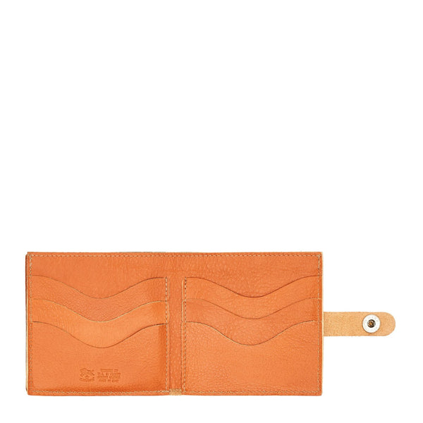 Portefeuille à deux volets pour homme en cuir couleur caramel