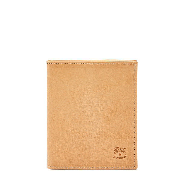 Men's bi-fold wallet in leather color natural