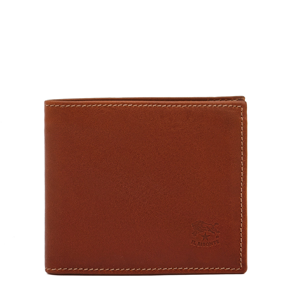 Men's bi-fold wallet in vintage leather color sepia