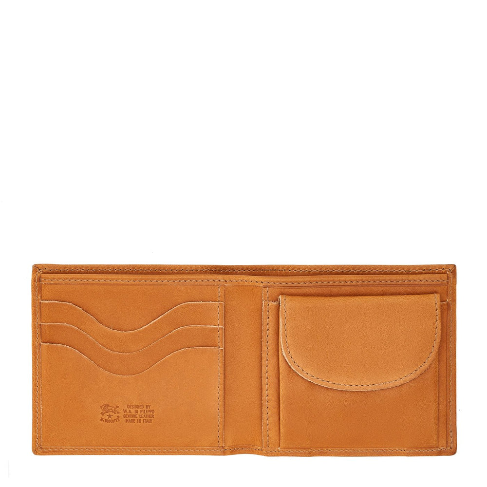 Men's bi-fold wallet in vintage leather color natural