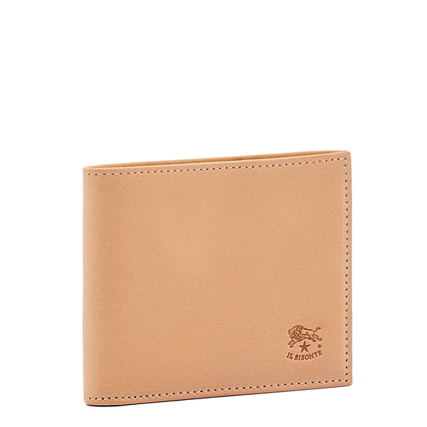 Men's bi-fold wallet in leather color natural