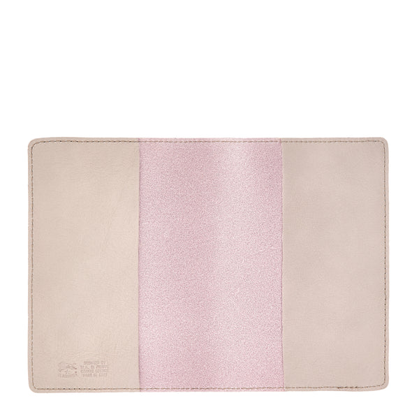 Passport holder in vintage leather color mauve