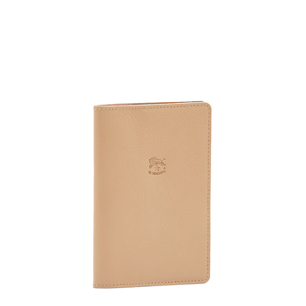 Passport holder in leather color caffelatte