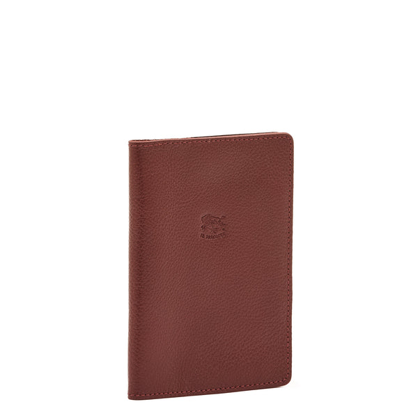 Passport holder in leather color black cherry