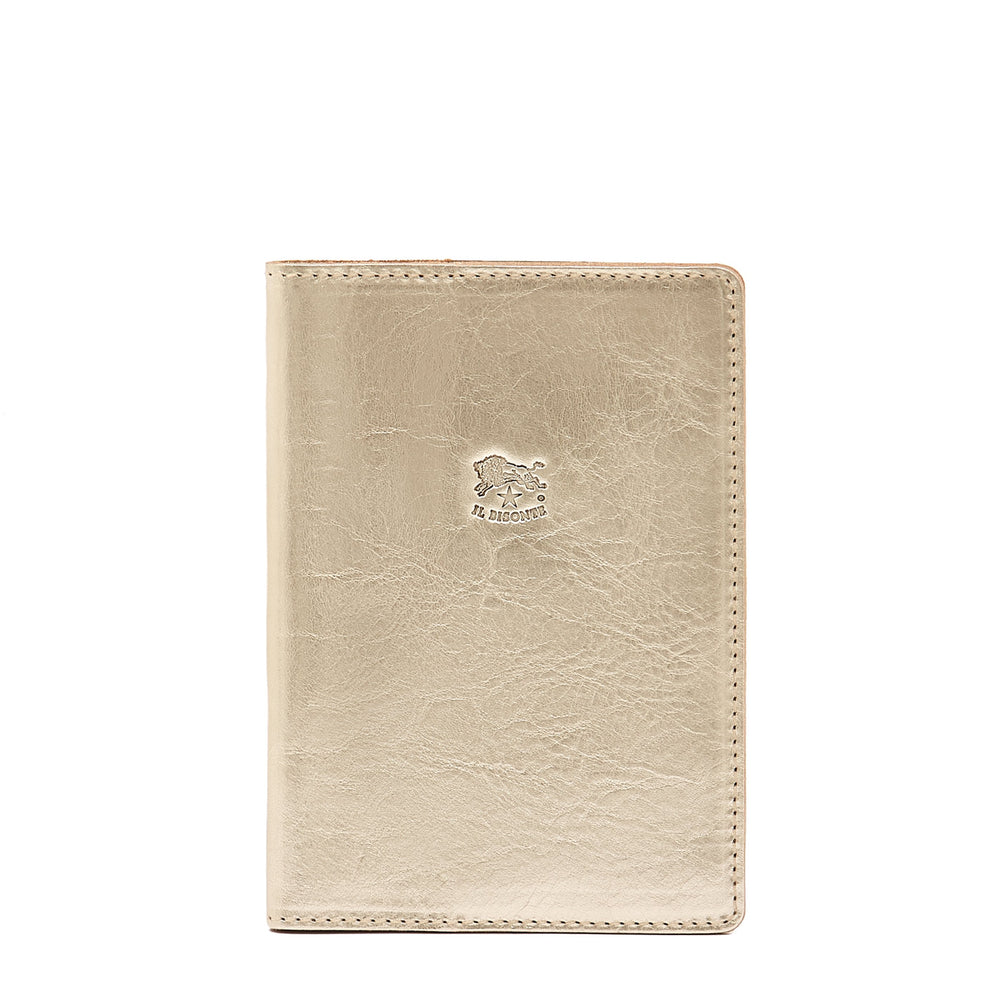 Passport holder in metallic leather color metallic platinum