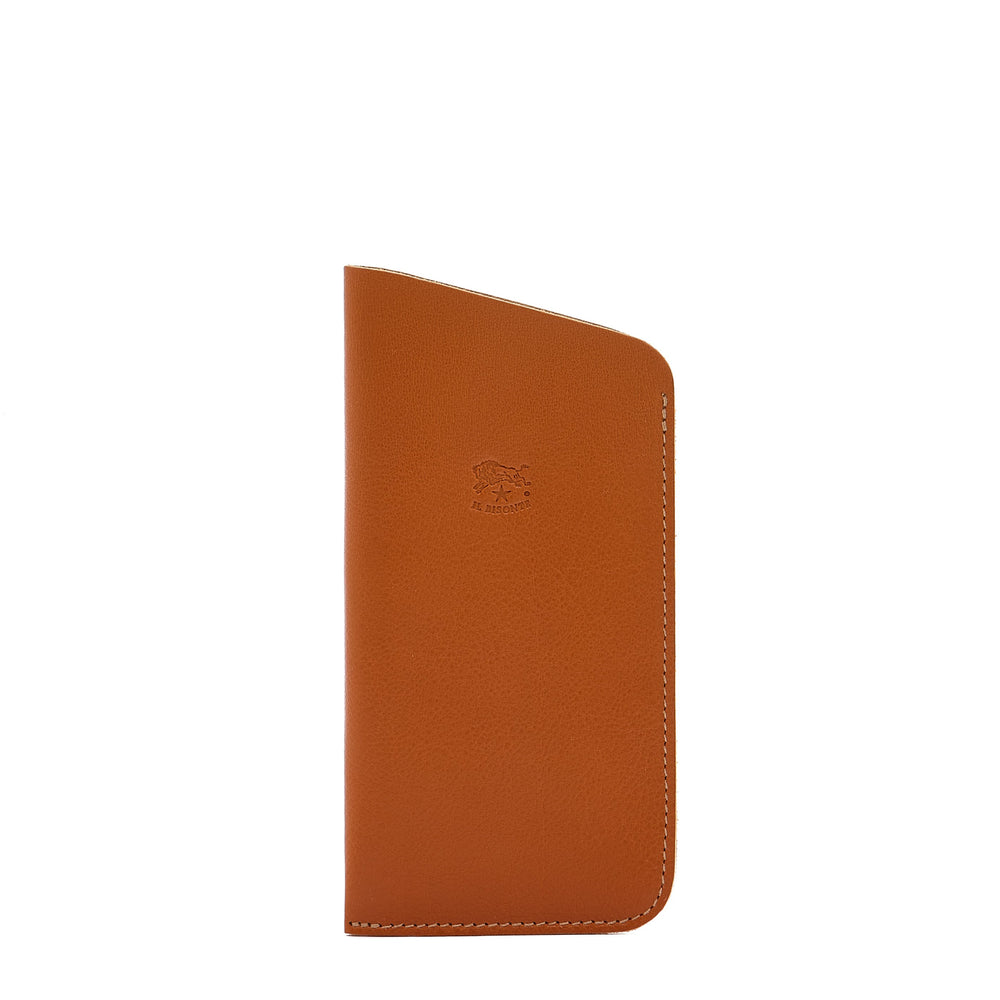 Glasses case in leather color caramel
