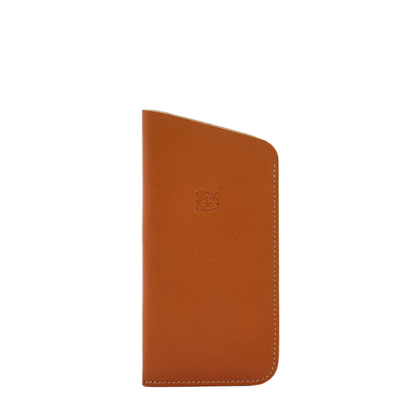 Glasses case in leather color caramel
