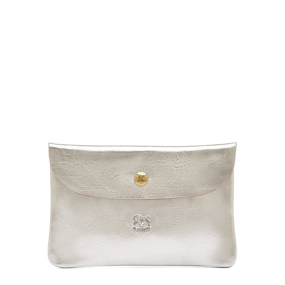 Custodia in pelle metallizzata colore argento