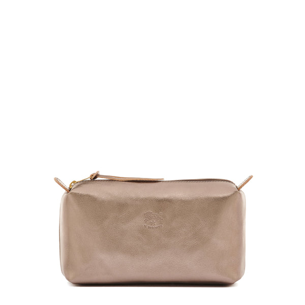 Étui pour femme en cuir métallisé couleur métallique bronze