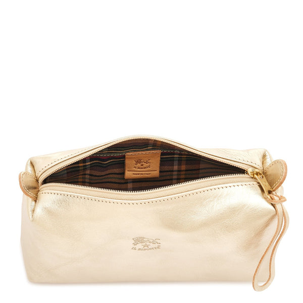 Women's case in metallic leather color metallic platinum