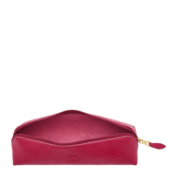 Women's case in leather color cherry