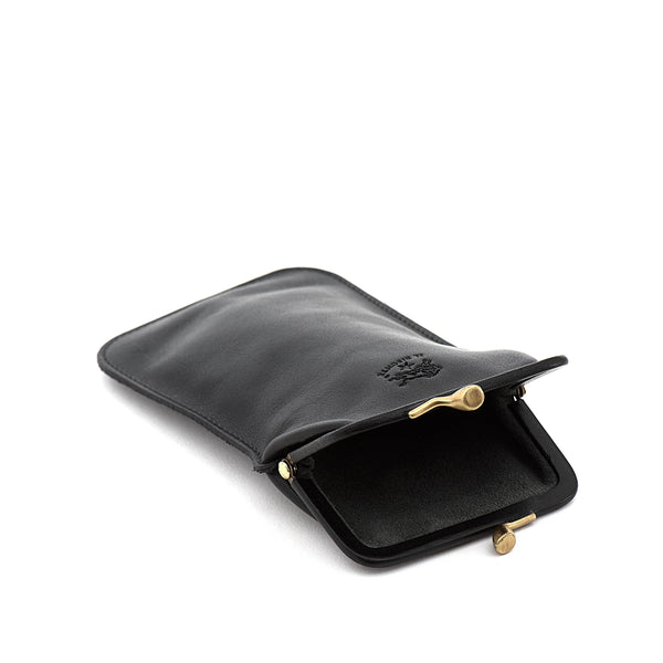 Glasses case in leather color black