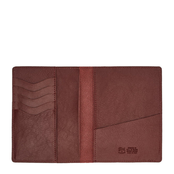 Passport holder in leather color black cherry