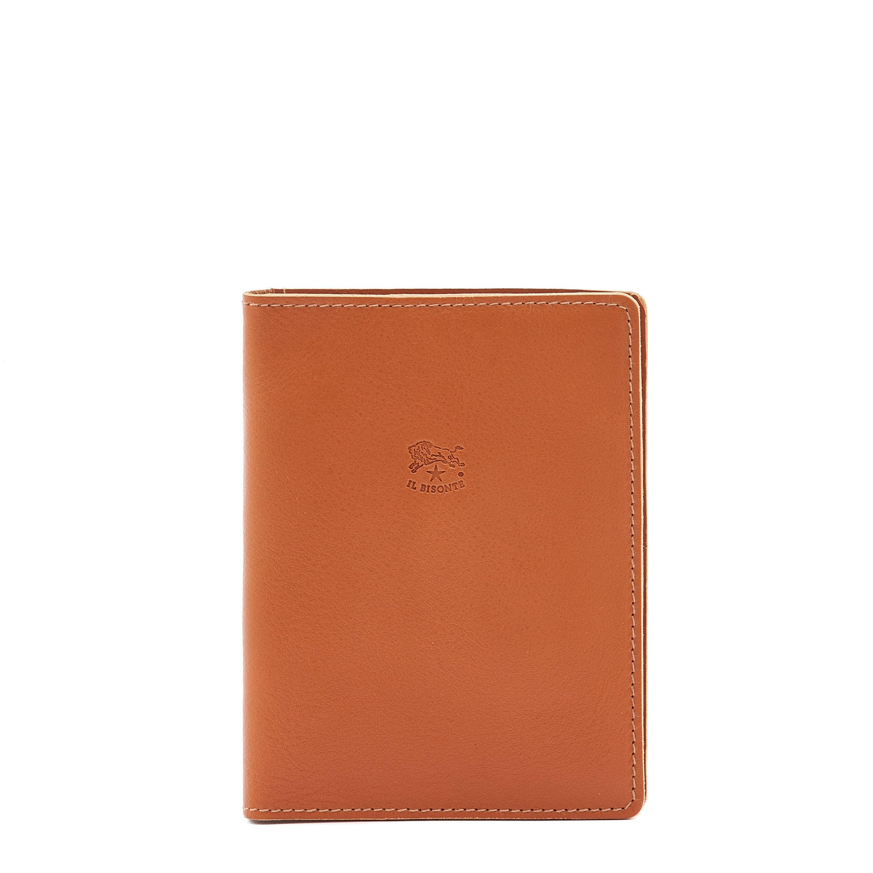 Passport holder in leather color caramel