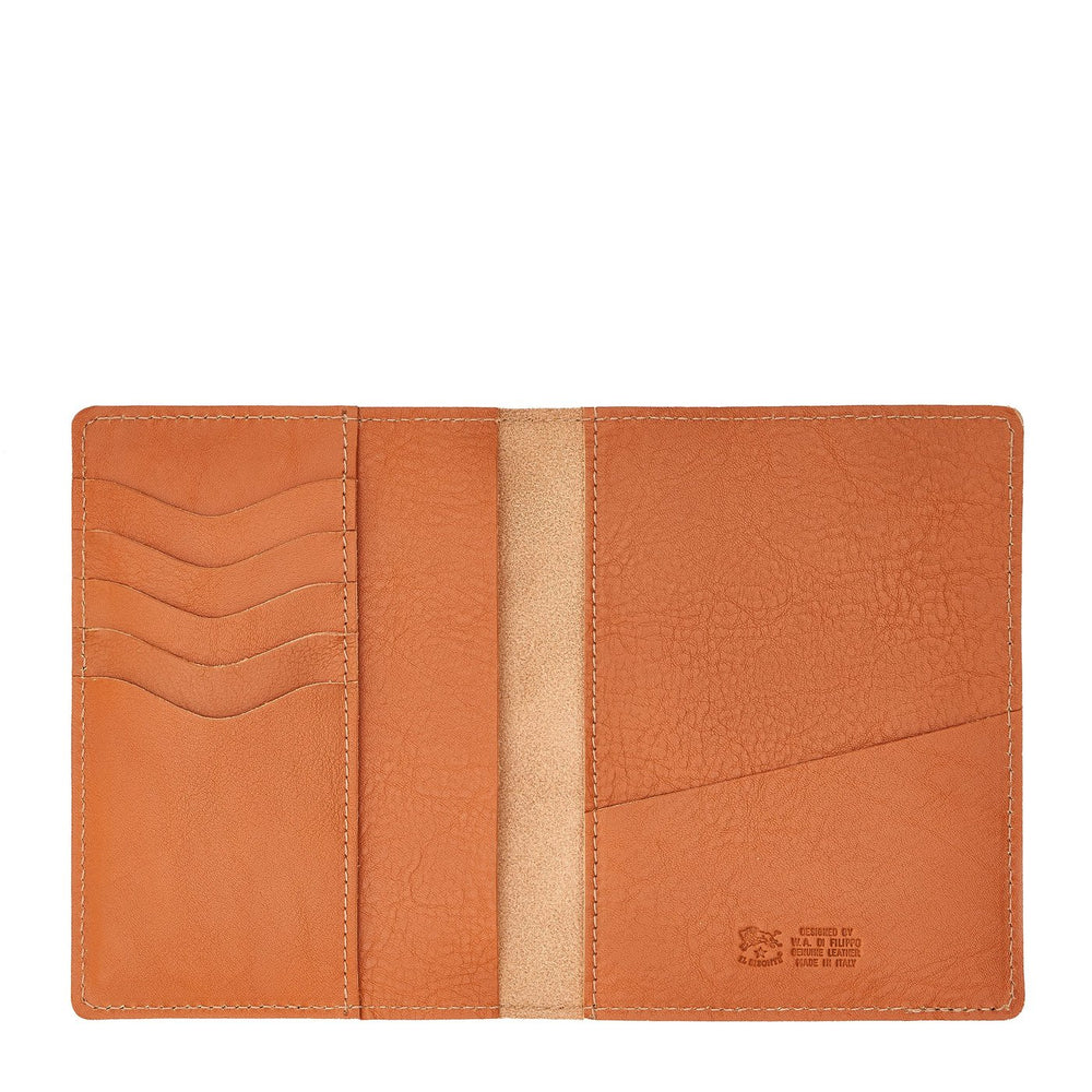 Passport holder in leather color caramel