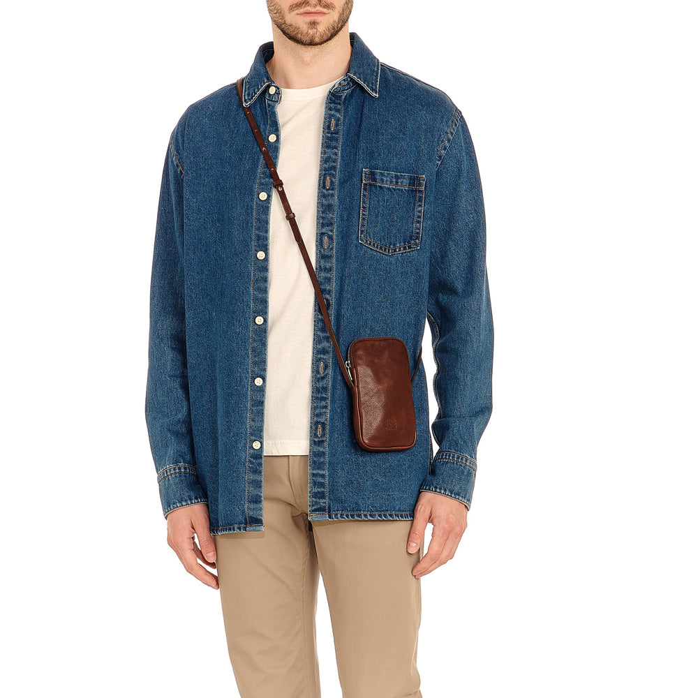 Galileo | Étui pour homme en cuir vintage couleur cafè