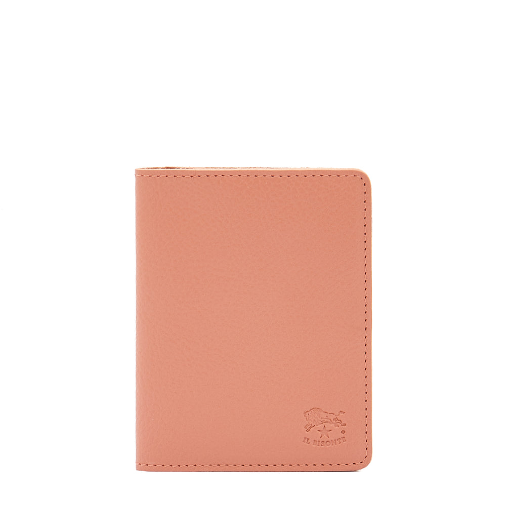 Porte-cartes en cuir couleur pamplemousse