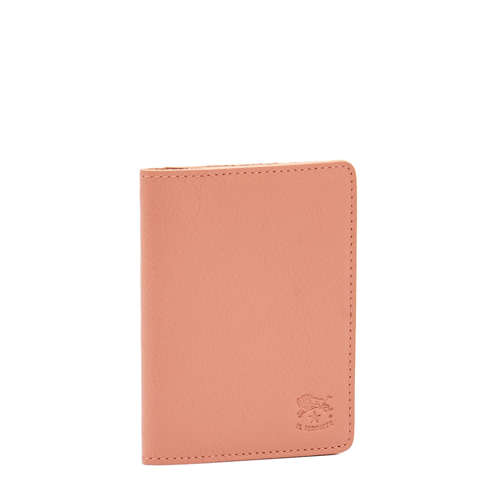 Porte-cartes en cuir couleur pamplemousse