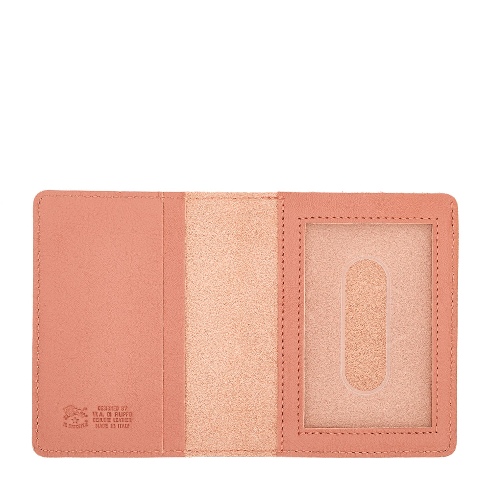 Porte-cartes en cuir couleur pamplemousse