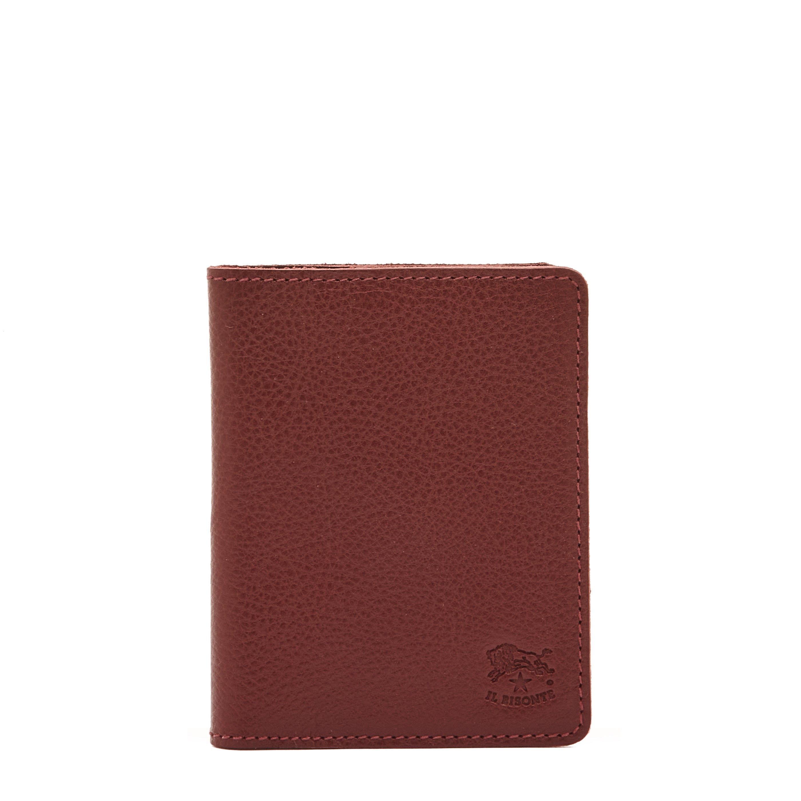 Card case in leather color black cherry