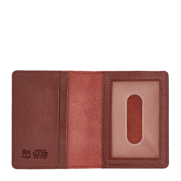 Porte-cartes en cuir couleur cerise noir