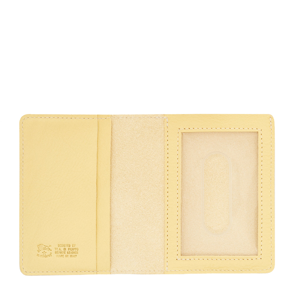 Porte-cartes en cuir couleur vanille