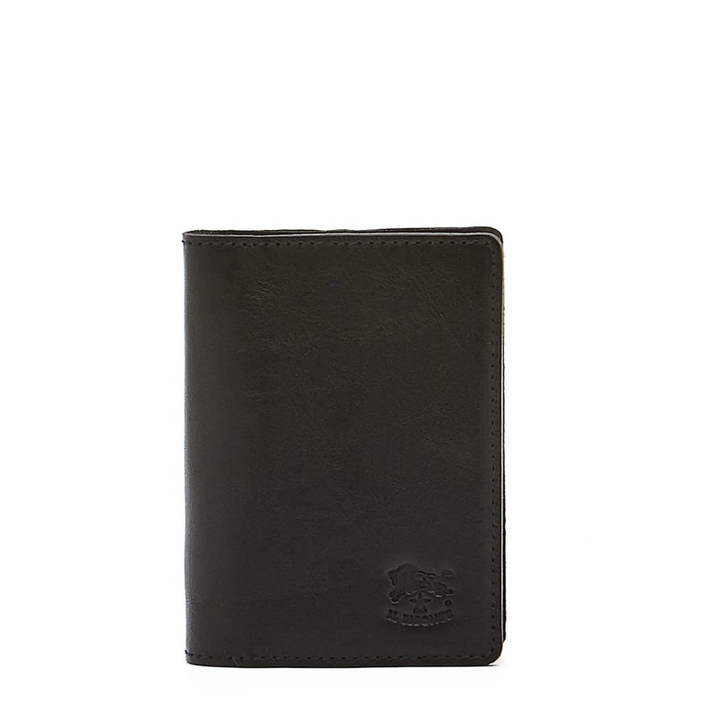 Card case in calf leather color black