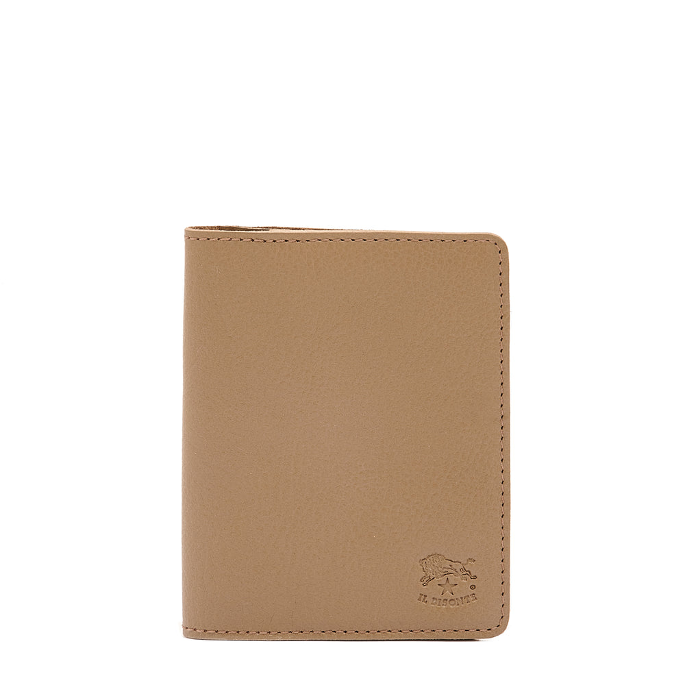 Card case in calf leather color light grey