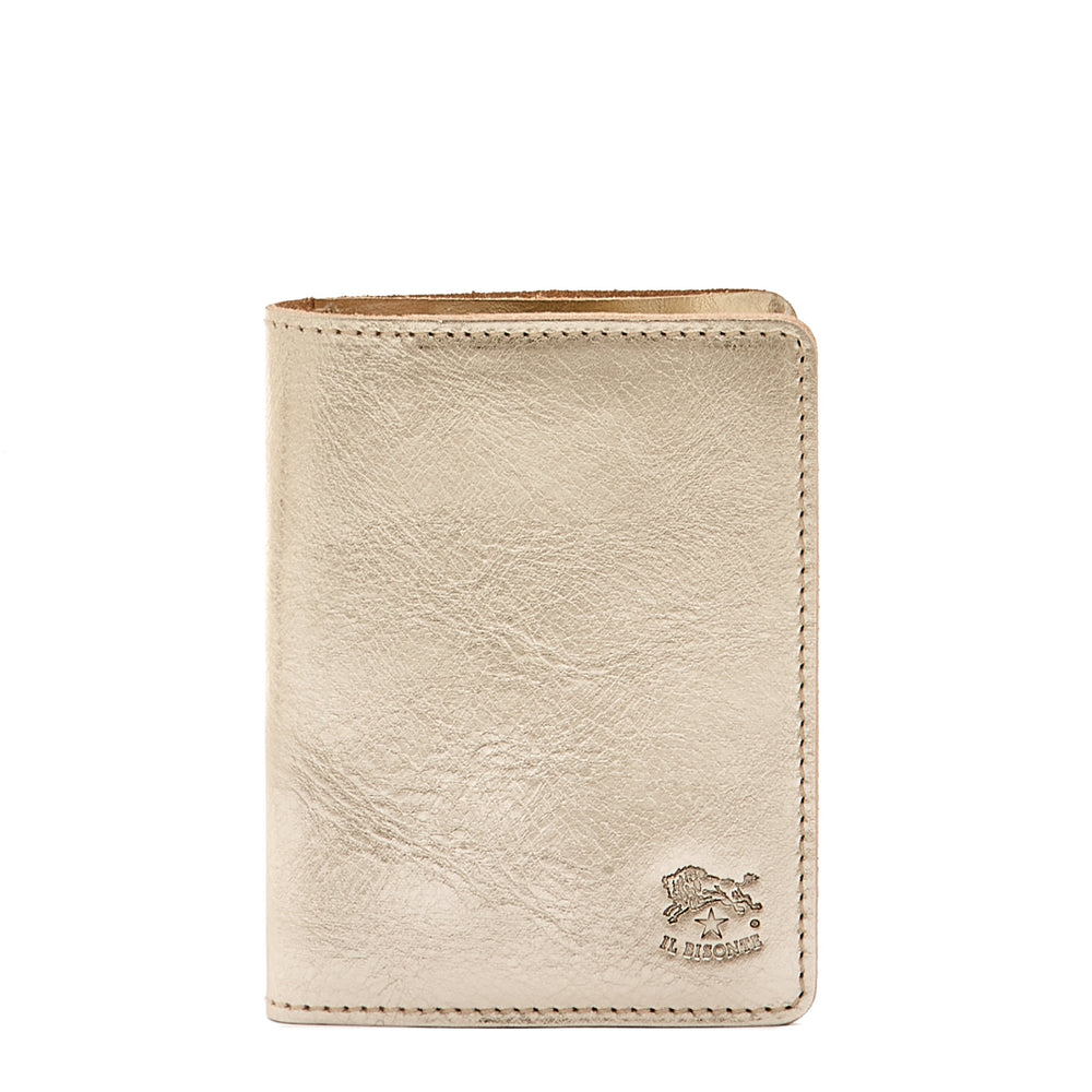 Card case in metallic leather color metallic platinum