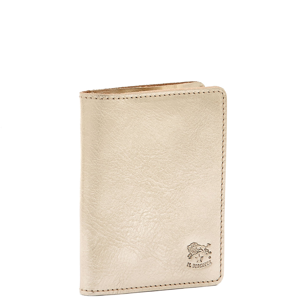 Card case in metallic leather color metallic platinum