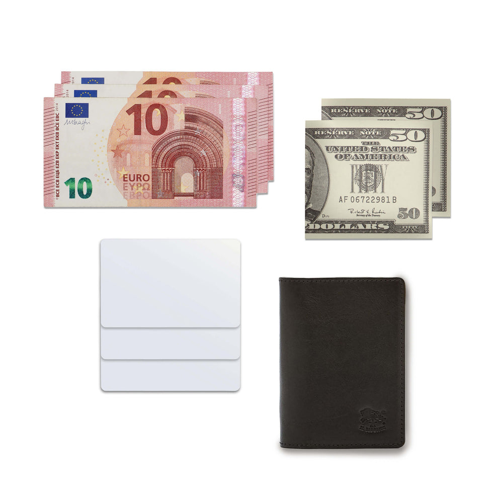 Card case in leather color black