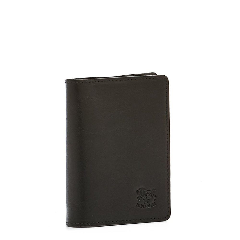 Card case in leather color black
