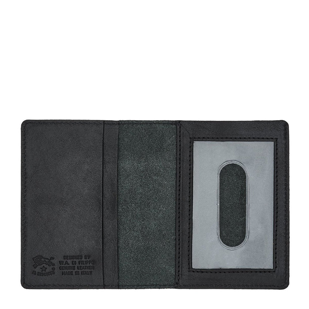 Card case in leather color black