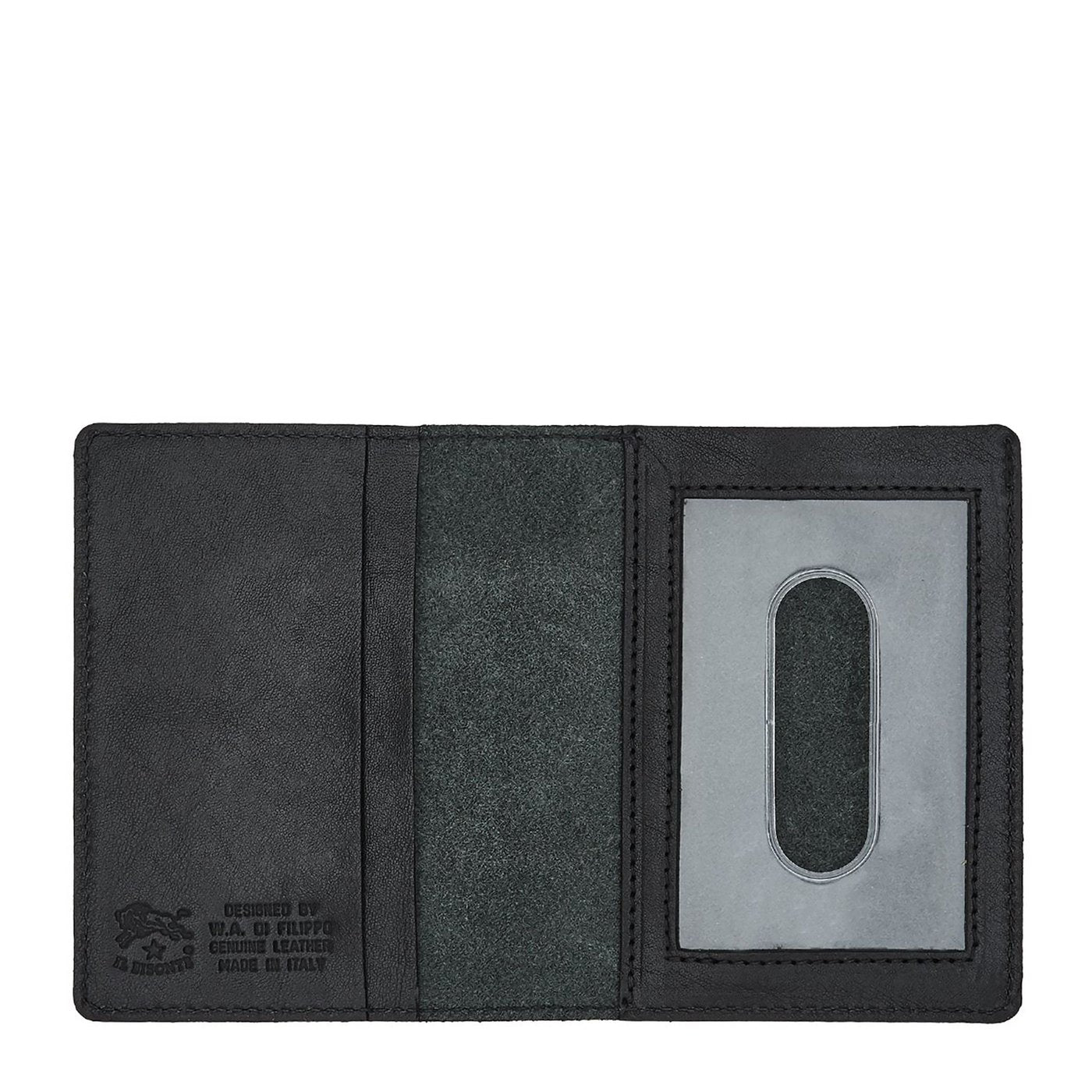 Card case in leather color black