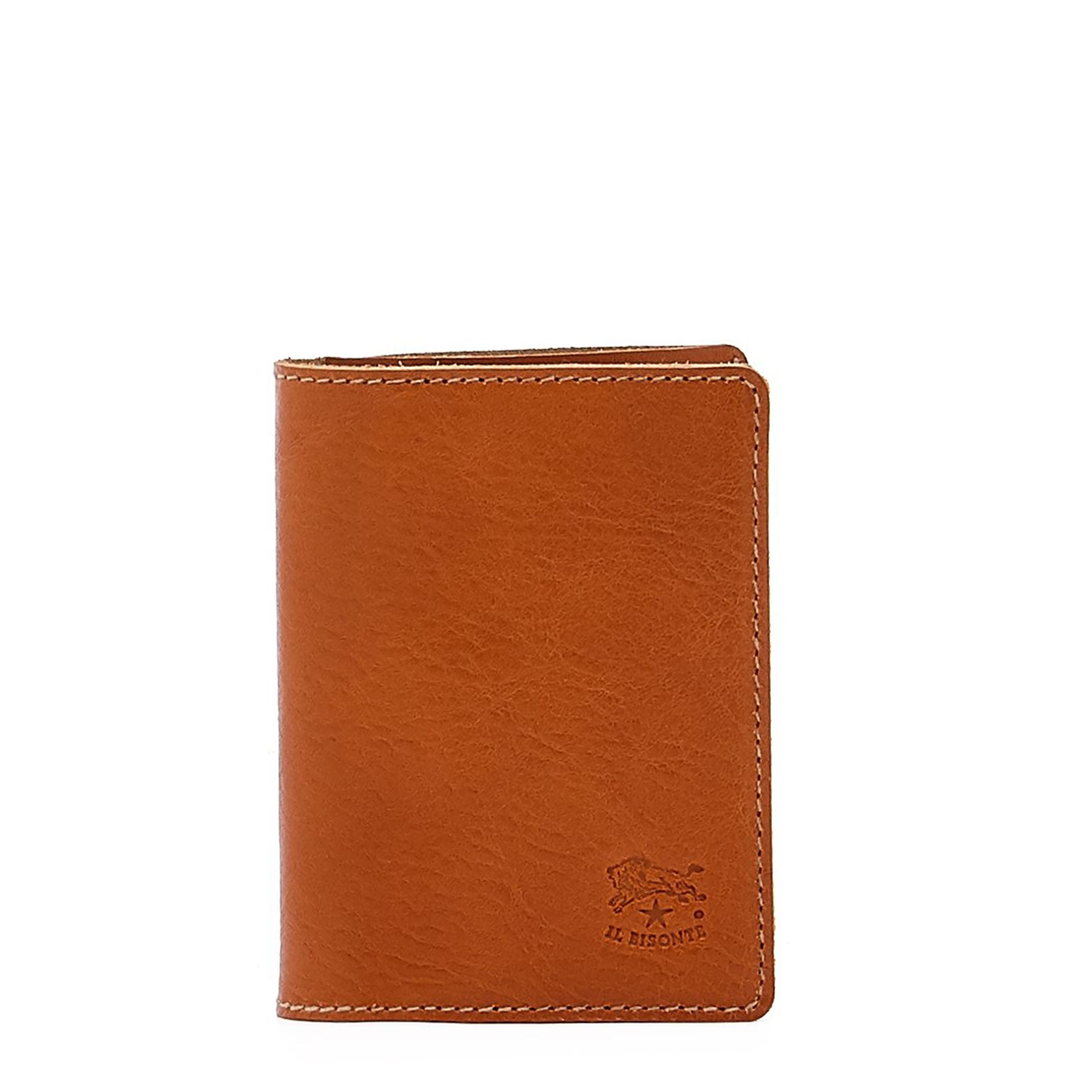 Card case in leather color caramel